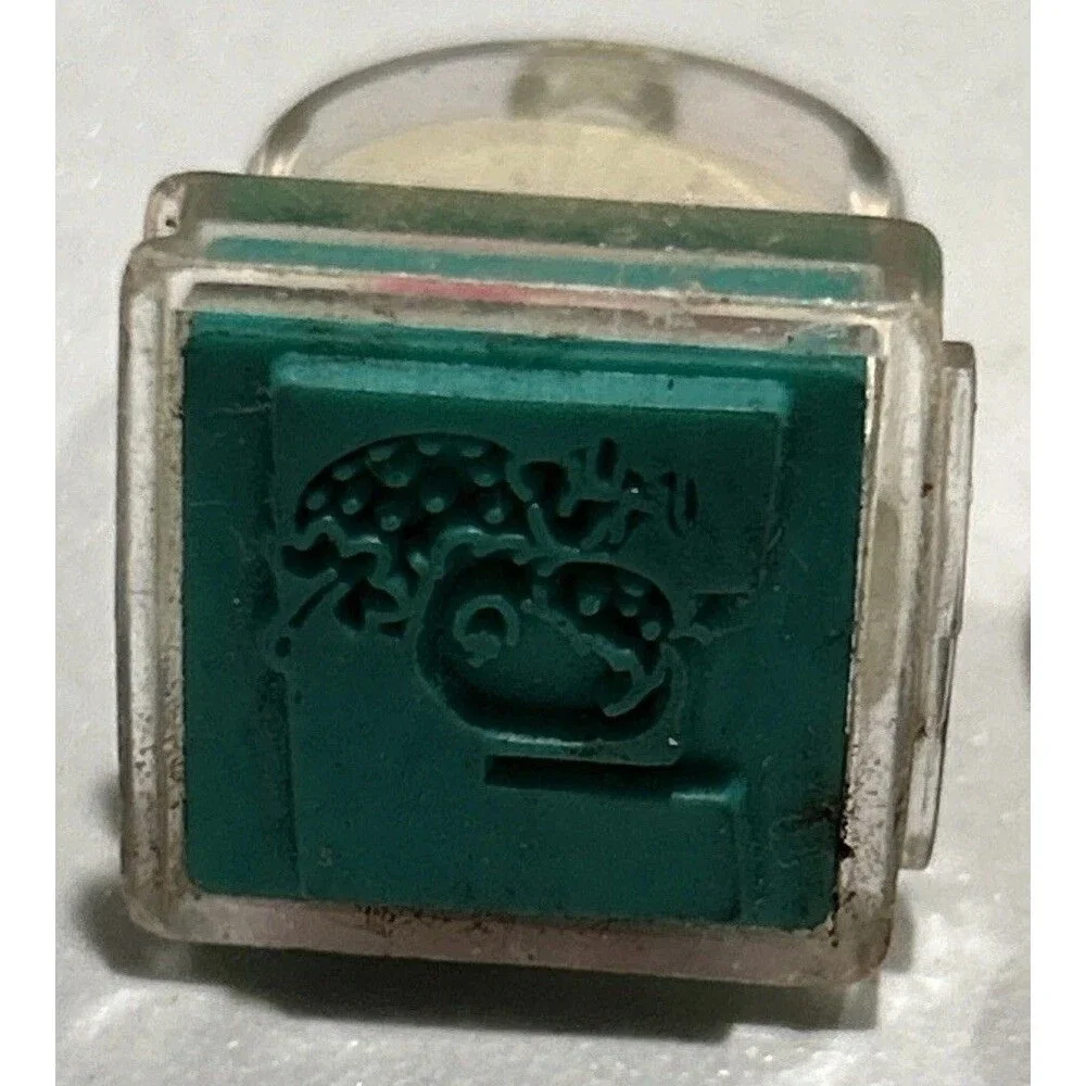 Sanrio Rubber Stamp Vintage 1994 Alphabet Letter E Strawberry + Hello Kitty Clip